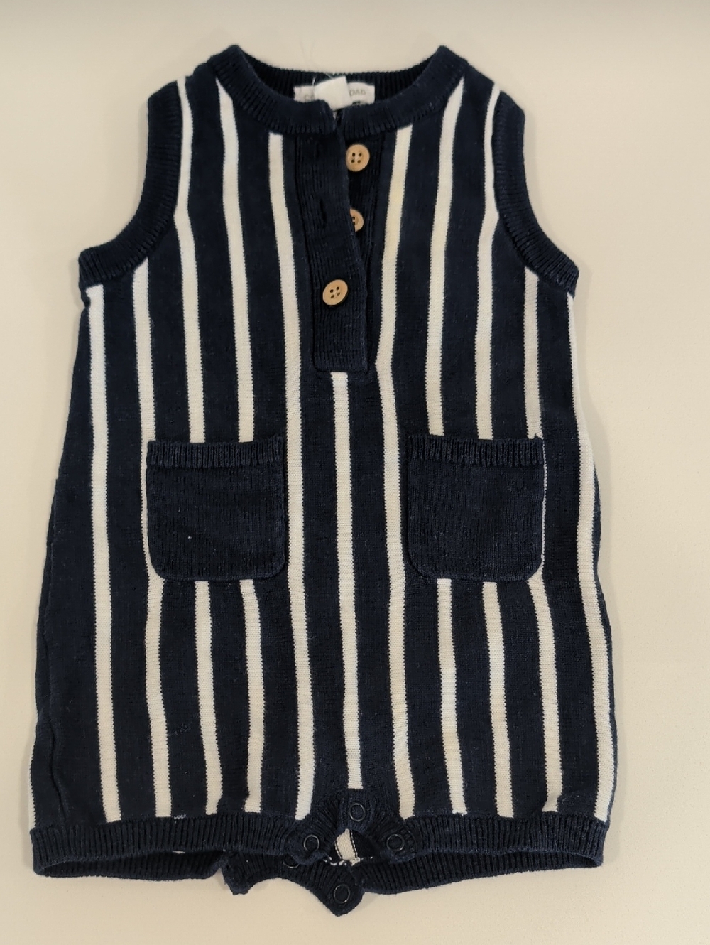 Navy & White Striped Knit Romper Country road 0-3m